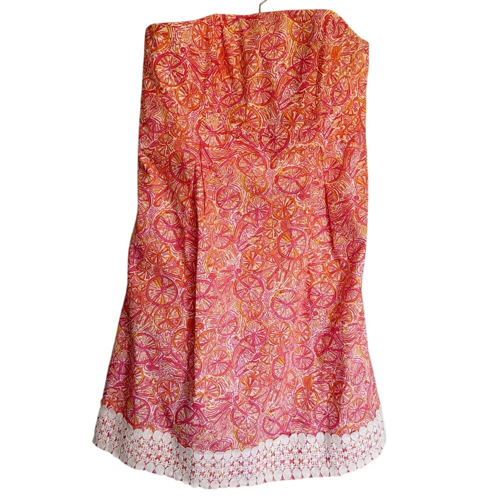 Lilly Pulitzer, Size 8, "Betsey" Citrus Print Strapless Dress, Cotton, Classic